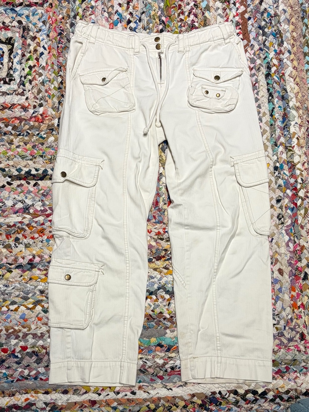 Free people ivory colored cargo pants